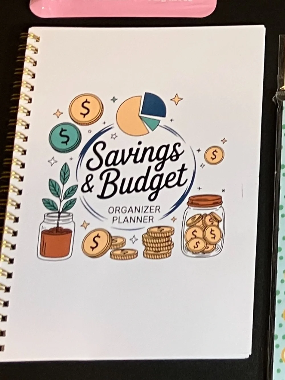 Savings budget workbook. Daily planner pocket notebook and more.